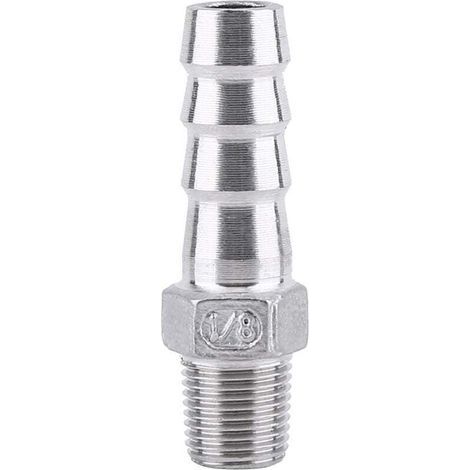 Raccordo per tubo flessibile in acciaio inox SS304 da 1/8" con filettatura maschio e connettore a coda di rondine (1/8"x10mm) (1/4)