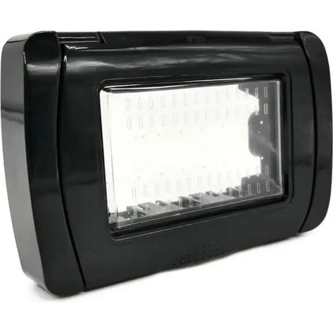 IDROBOX LIVING COMPATIBILE Placca stagna placche 3 4 moduli bianco nero IP55 TOT Nero,3