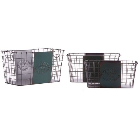 Boîte vintage grise en fer style épuré - Gris souris vintage (1/5)