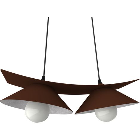LUMICOM  MILLER Sospensione, 2X E27, max 42W, metallo, marrone corten/foglia argento, L.27cm (1/4)