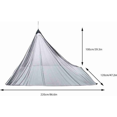 Moustiquaire de camping compacte et légère en maille pour camping, randonnée, moustiquaire triangulaire d'extérieur avec sac de transport à usage unique,Noir,DUBUNS (1/3)
