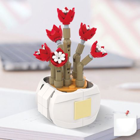 Lot de 15 blocs de construction floraux DIY, série bonsaï réaliste en plastique coloré pour décoration botanique, sac de rangement (1/5)
