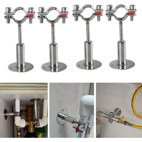 4Pcs Stainless Steel Adjustable Pipe Clamps, Wall Mount Pipe Holder, For Diameter 15-19MM, For Fixing Pipes, Tubes, Rods Etc.