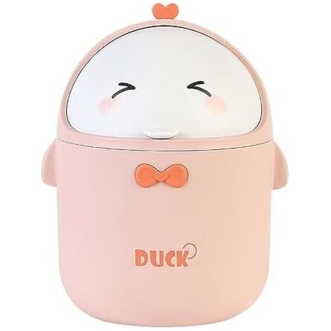 (Rose)Mini Poubelle De Bureau Avec Couvercle, Poubelle de Style Dessin Animé Mignon Portable, Poubelle Bureau, Petite Poubelle de Salle De Bain, pour Chambre à Coucher, Bureau, Salon (1/5)
