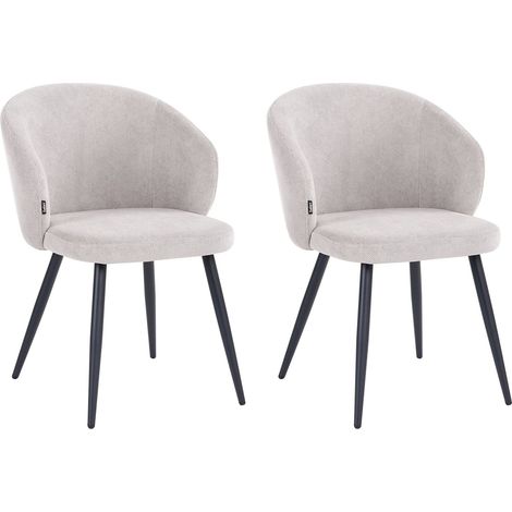 Set of 2 Dining Accent Chairs Off-White Upholstery without Armrests Metal Base Retro Design MOUNDVILLE (1/5)