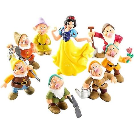 Set de 8 figurines Blanche-Neige et les Sept Nains, poupée décorative pour maison, ornement de collection, jouet de décoration (1/5)