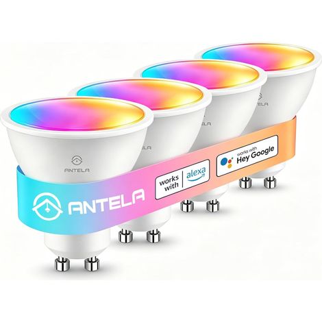 Ampoule Connectée GU10 WiFi 5W 400LM LED RGB 2700K-6500K Compatible avec 15, APP Télécommande, Contrôle Vocal, 4PCs (1/5)