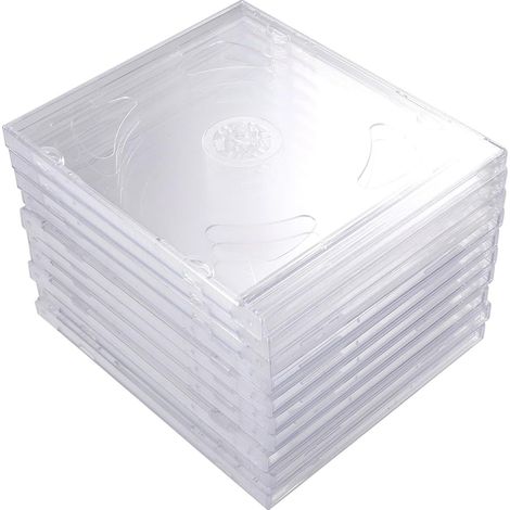 Boîtier de Rangement Transparent pour Cd/dvd, Plastique Rigide, Format Double Disque, Lot de 10 Pièces, Portable Mixtape ou Vidéos de Mariage (1/5)