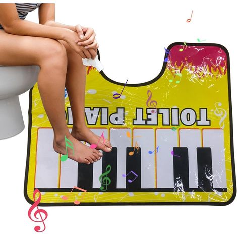 Tapis de toilette, tapis de salle de bain au son de piano, décoration de sol amusante, durable, antidérapant, lavable, doux, absorbant, design interactif, utilisation de salle de bain pour (1/5)