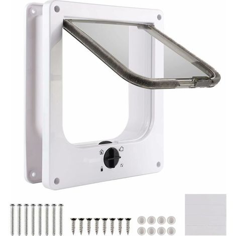 Chatière pour Chat Intérieur Blanc Magnétique, Porte Chat 27 23,5 5,5 cm, Trappe Chat 4 Voies d'Accès,Blanc (1/5)