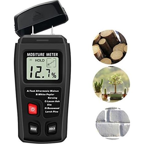 TEMPSA Numérique Bois Humidimètre Détecteur d\'humidité 2 broches Portable Gamme de testeur 0% - 99,9% (1/3)