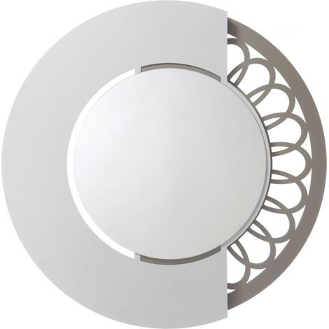 Miroir Design en Fer, diamètre 90 cm (Sable et marbre Blanc) (1/5)