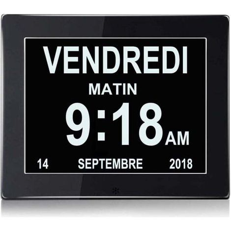Reloj digital LCD con calendario, reloj digital de día con pantalla grande, despertador de pared, reloj para Alzheimer para padres (1/4)