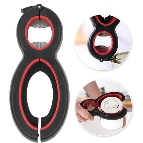 Ouvre-bouteille 6 en 1 Ouvre-bouteille multi-usages en acier inoxydable Outil de cuisine Ouvre-couvercle Ouvre-boîte (1/5)