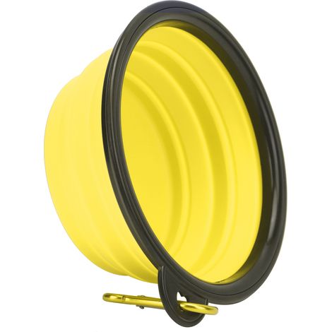 Gamelle pour chien portable, facile à nettoyer, durable et pliable, idéale pour les voyages et les promenades (jaune) (1/5)