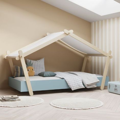 Cot Lodge 223,2 x 105,5 x 129,7 cm Bleu-Blanc (1/5)