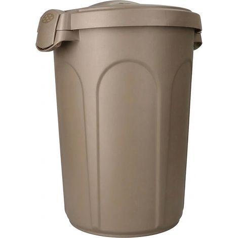 Bidone contenitore 23 LT con Coperchio a Clip Antirandagismo antiodori tortora in Plastica Pattumiera Spazzatura o dispensa chiusa per cibo  animali  37x32x46 cm  da Interno ed Esterno