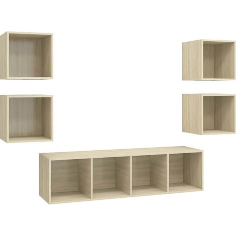 Maison Exclusive - 5-tlg. TV-Schrank-Set Sonoma-Eiche Holzwerksto (1/5)