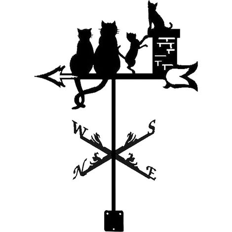 Girouette en métal avec silhouette de chat ludique - Girouette décorative pour jardin, toit et extérieur, noire, adaptée à toutes les conditions météorologiques, idéale comme décoration de jardin et c (1/5)