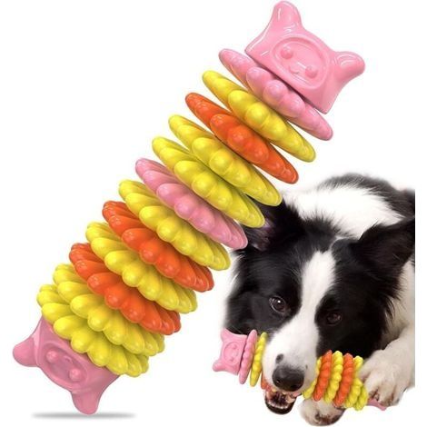 Jouet à mâcher pour chien en caoutchouc 100 % naturel – Forme de chenille – Pour mâcheurs agressifs – Nettoyage facile à l'eau (1/5)