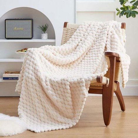 Couverture en laine pour canapés ou lits Couverture jacquard à motif tortue 3D, adaptée à toutes les saisons (150x200 cm, beige) (1/4)