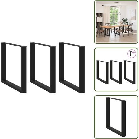 Couchtischbeine U-Form 3 Stk. Schwarz 90x(72-73) cm Stahl - Couchtischbein - Couchtischbeine - Tischbein - Möbelbein