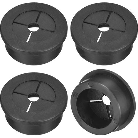 4 Pcs Passe-Câble pour Cordon, 28mm Passe-Câble de Bureau en Caoutchouc Flexible Grommets de Fil Cache-Trou pour Bureau Organisateur de Câbles d'Ordinateur, Noir (1/5)