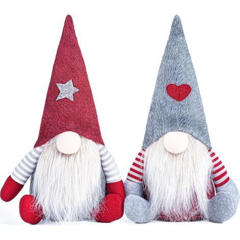 Set of 2 Plush Christmas Elves, 24cm Santa Claus, Elf Figurines, Table Decor for Parties and Celebrations (1/5)