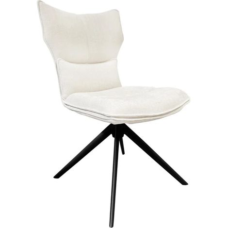 Chaise rotative 360° en tissu beige rembourrage ergonomique - PHIL