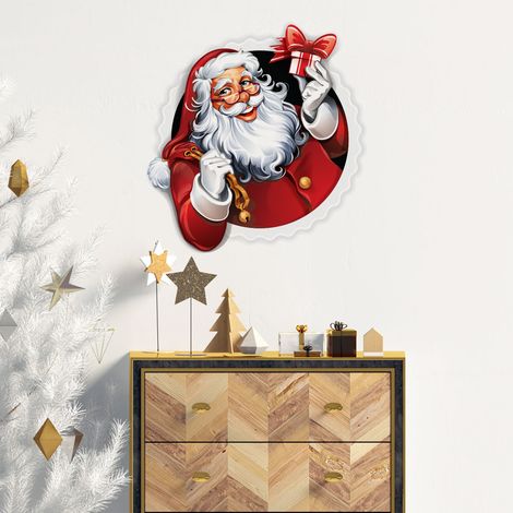 Sticker Noël père noël design - Autocollants stickers adhésifs noël - décoration fêtes - 65x60cm (1/5)