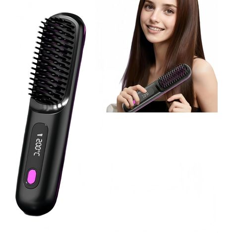 Heated Comb, 2026 New Cordless Heated Brush, Cordless Straightening Brush, Cordless Thermal Brush, Hot Air Brush, Portable Rechargeable Straightener, Portable Rechargeable Curling Iron