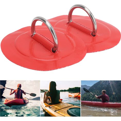 2 pièces Anneau D Gonflable Bateau Kayak Patch PVC Marine Attache Fixe en Acier Inoxydable (Rouge) (1/5)