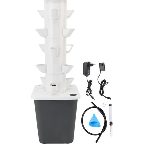 Rosvola Tour hydroponique verticale, 15 trous, réservoir d'eau de 10l, gain de place, plantation pour la maison, l'école, prise ue