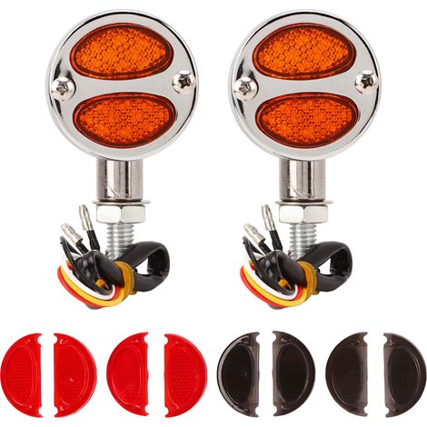 paire de clignotants LED bicolores pour moto, 12 V, universels, pour moto, électroplacage (1/5)