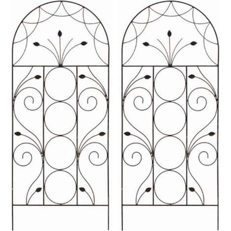 Set of 2 x Leaf Design Metal Trellis (120cm x 50cm)