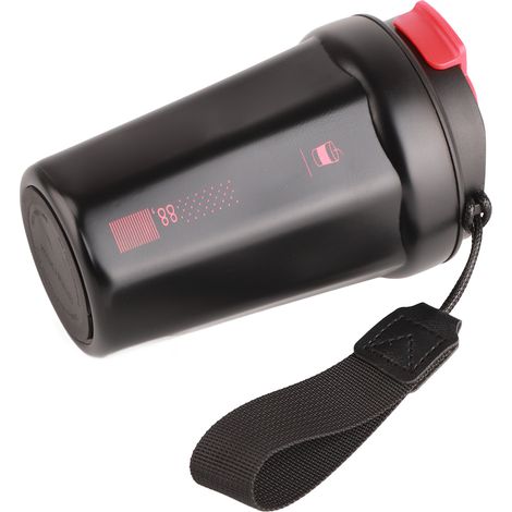 Mug isotherme 390 ml en acier inoxydable noir, idéal pour le camping, la maison, l'école, le bureau et les activités de plein air. Maintient les boissons chaudes et froides. (1/5)