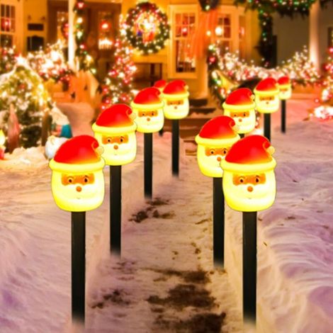 Guirlande lumineuse solaire de Noël - Rechargeable à l'énergie solaire - Pour allées extérieures, jardins, etc. - Père Noël, 10 lumières (1/5)