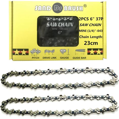 Chaîne de tronçonneuse 6 pouces 37 maillons Acier trempé Coupe rapide pour élagage jardin (1/5)