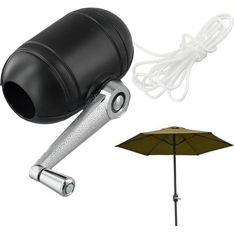 Parasol de terrasse d'extérieur, mécanisme d'inclinaison, manivelle avec pièce de rechange pour corde, parasol de jardin, balcon, mécanisme d'inclinaison, manivelle (1/5)
