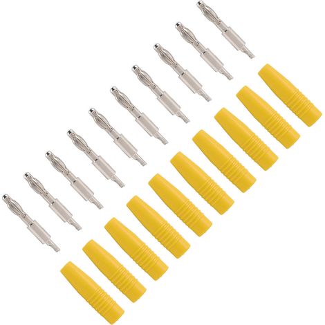 Lot de 10 fiches bananes mâles à souder de 4 mm (22,040) pour multimètre, cordons de test et haut-parleurs (jaune) (1/5)