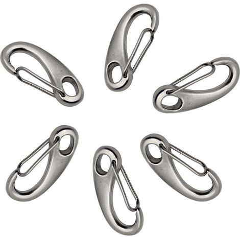 6 Pièces 304 Mousqueton en INOX, Mousqueton INOX 50mm, Mousqueton Acier Inoxydable 304 Forme d'Oeuf, pour l'Alpinisme Camping Randonnée en Plein Air (1/4)