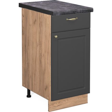 Mobiletto base per cucina Fame-Line, Antracite-oro, 40 cm , PL Antracite, Vicco