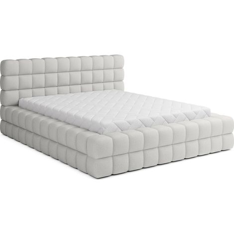 Cama arcón 180x200 incluido somier Cloud bouclette tejido Blanco