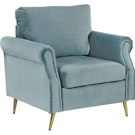 Fauteuil Rembourré en Velours Vert Menthe avec Pieds en Acier Doré Ajout Parfait à Chaque Chambre ou Salon Glamour Classique et Traditionnel Beliani (1/5)