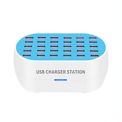 Chargeur USB multiport 30 ports, station de charge de bureau, hub USB 32 A/160 W, sortie 5 V 1 A-2,4 A, identification intelligente, compatible avec iPhone, iPad, smartphones, tablettes et autres appa (1/5)