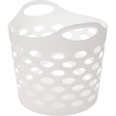 Corbeille à Linge Flexible 28L Blanc - Trous d'Aération - Poignées Ergonomiques - Panier de Rangement Souple (1/2)
