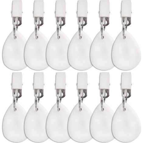 Set of 12 tablecloth weights, indoor/outdoor marble stone tablecloth weights, heavy teardrop-shaped table lid holders with metal clips for patio tables, picnics, and garden flags. (1/5)