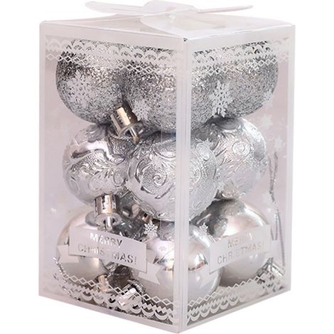 Boule De Décoration De Noël - Verre Et Plastique - Pour Arbre De Noël Intérieur Extérieur - Lot De 12 (1/5)