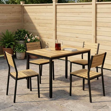 vidaXL Mesa de cena de jardín Blanco y Negro 108,5 x 55 x 75 cm (1/5)