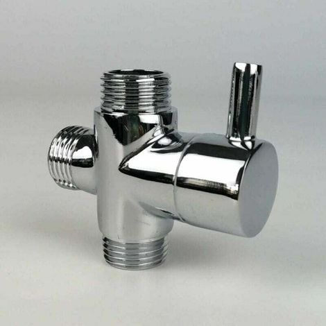 Vanne de dérivation, mâle G1/2 Robinet en laiton T adaptateur Chrome salle de bain douche robinet accessoires inverseur d'eau 3 voies vanne de remplissage mâle (1/5)